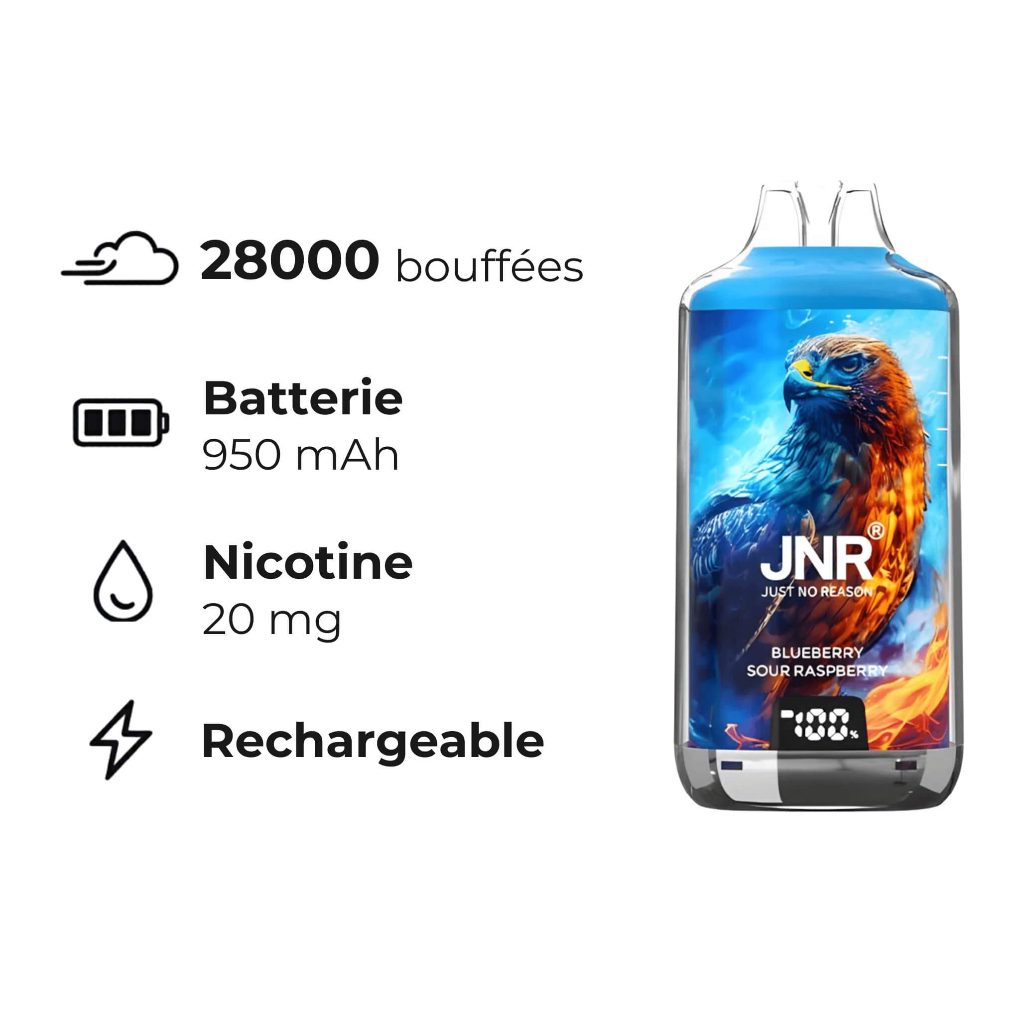 Puff JNR Falcon 28K - Blueberry Sour Raspberry